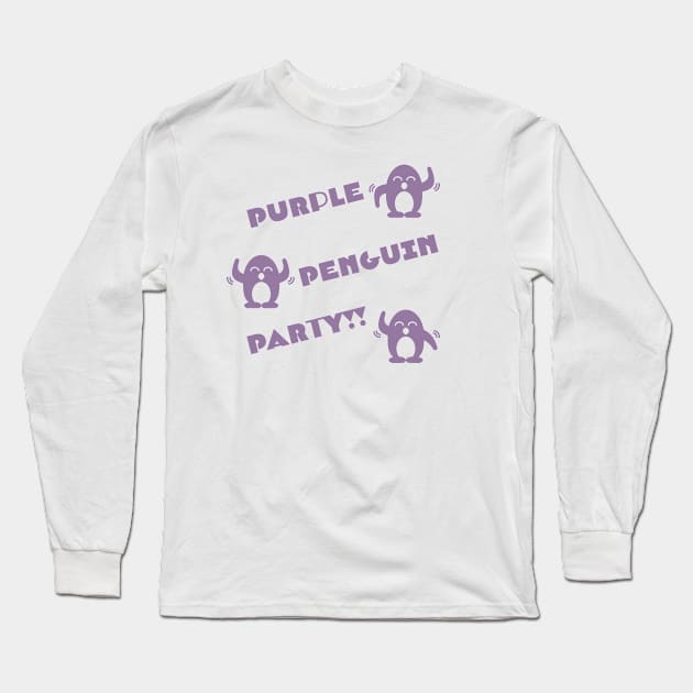 Purple Penguin Party Long Sleeve T-Shirt by Nightgong